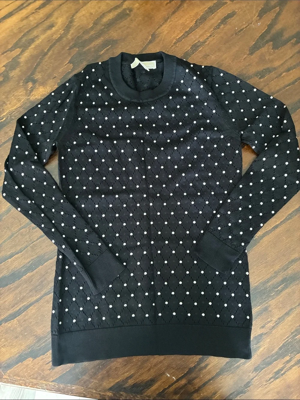Michael Kors Black Crewneck Sweater with Silver Studs